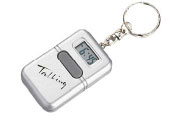 Small keychain with a digital time display, it also has a button so it can talk.